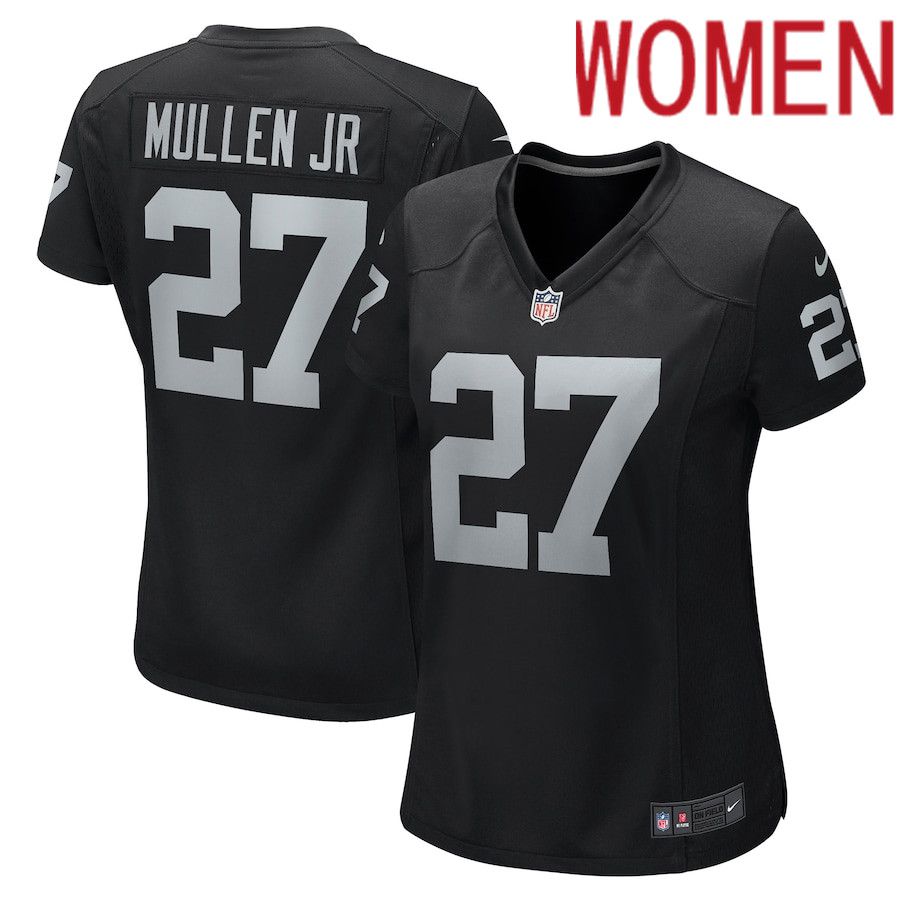 Women Oakland Raiders #27 Trayvon Mullen Jr. Nike Black Game Player NFL Jersey->women nfl jersey->Women Jersey